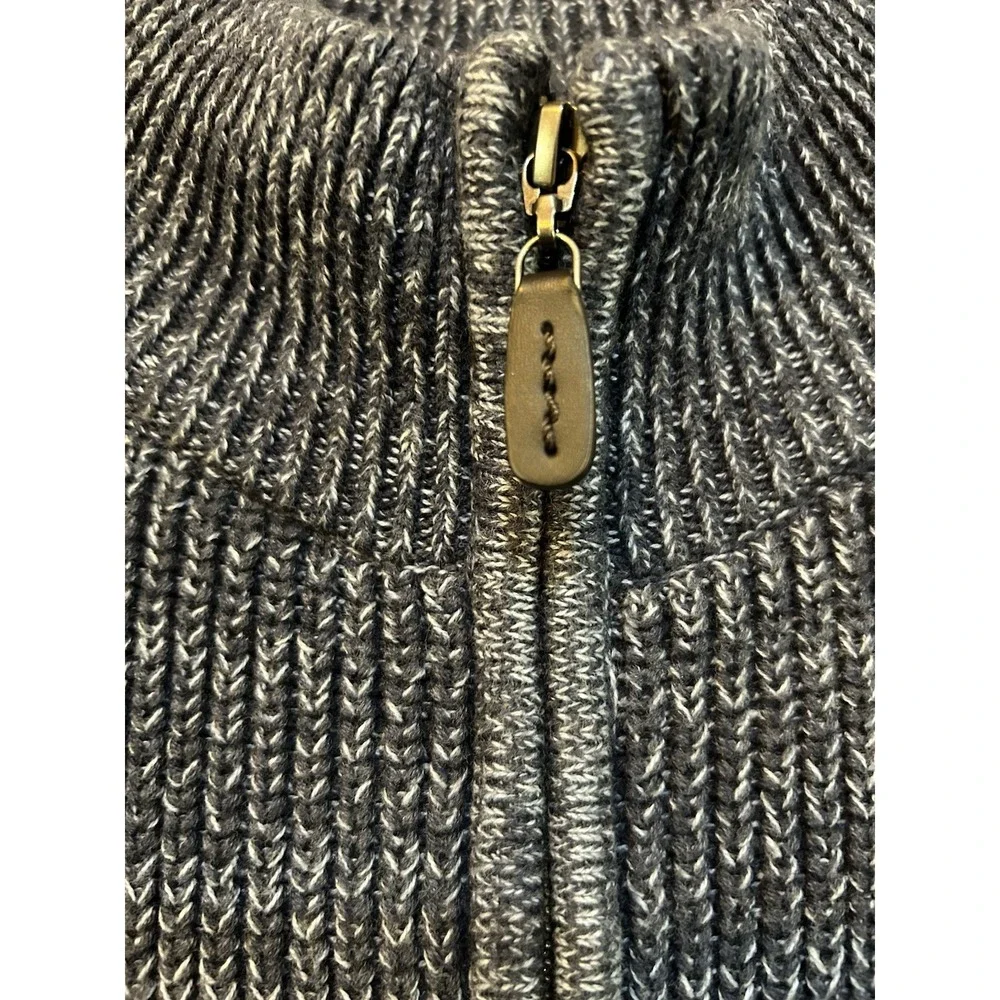 LL Bean Cardigan Mens Large Blue Cotton Full Zip Heavyweight Sweater Preppy